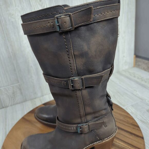Frye Women’s 9B Western Genuine Leather 3 Strap Heeled Boots Made in Mexico - Picture 7 of 16